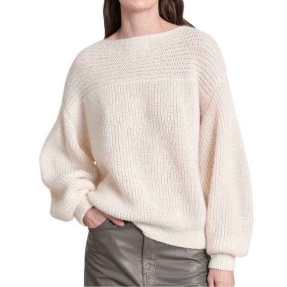 New Eleven Six Emma Twist Keyhole Cut Out Knit Sweater Alpaca Wool Cream M L - Picture 2 of 9